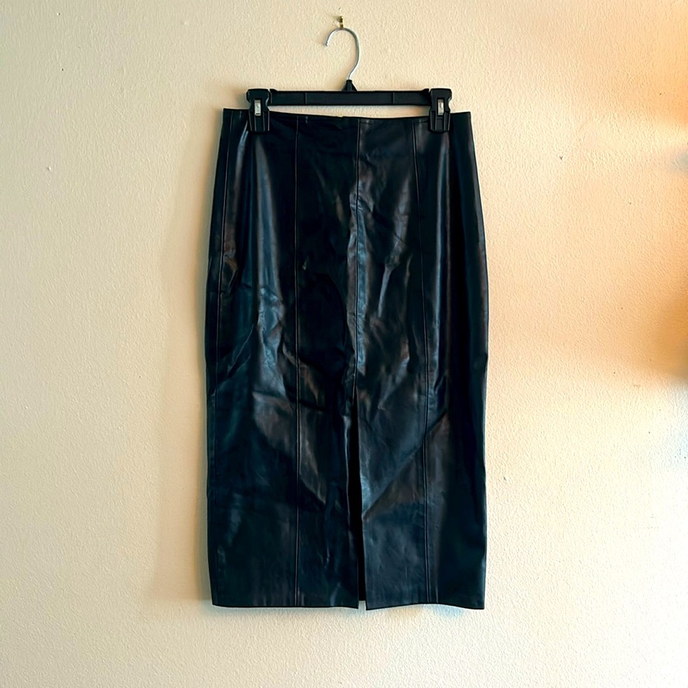 Modern Citizen Vegan leather, slit front skirt